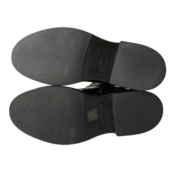 DKNY Malaya Patent Leather Combat Boots Metal Mesh Lace Covers Dark Gray W9.5 - Picture 11 of 14